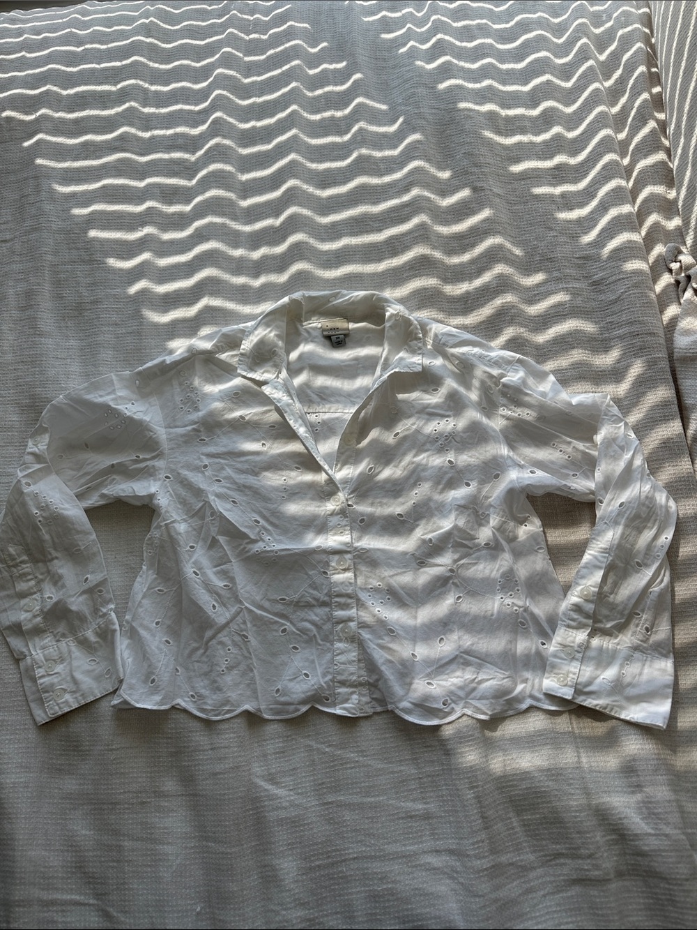 a new day White Eyelet Button-Down Shirt